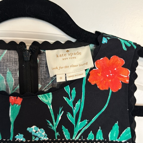 Kate Spade Navy Floral Hummingbird Dress - Size 0 - Picture 4 of 8
